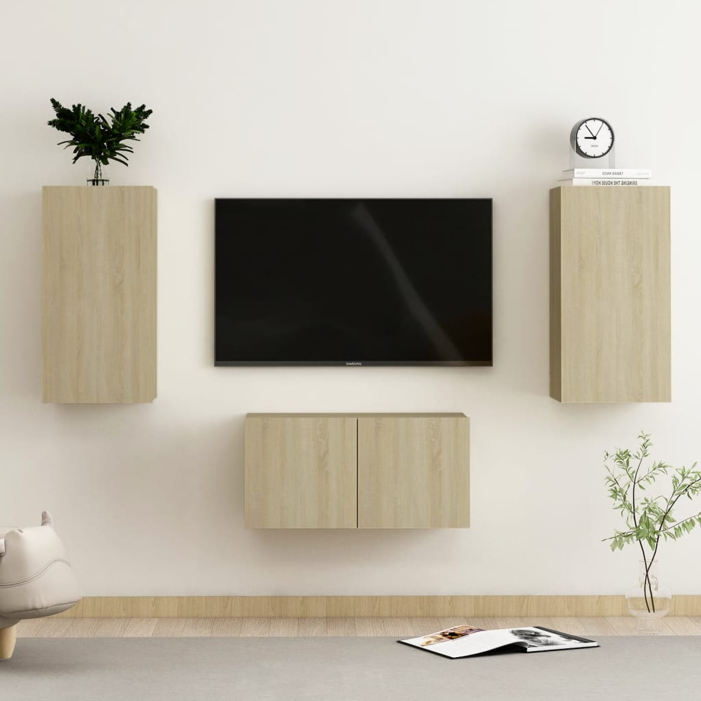 3dílný set TV skříněk dub sonoma kompozitní dřevo