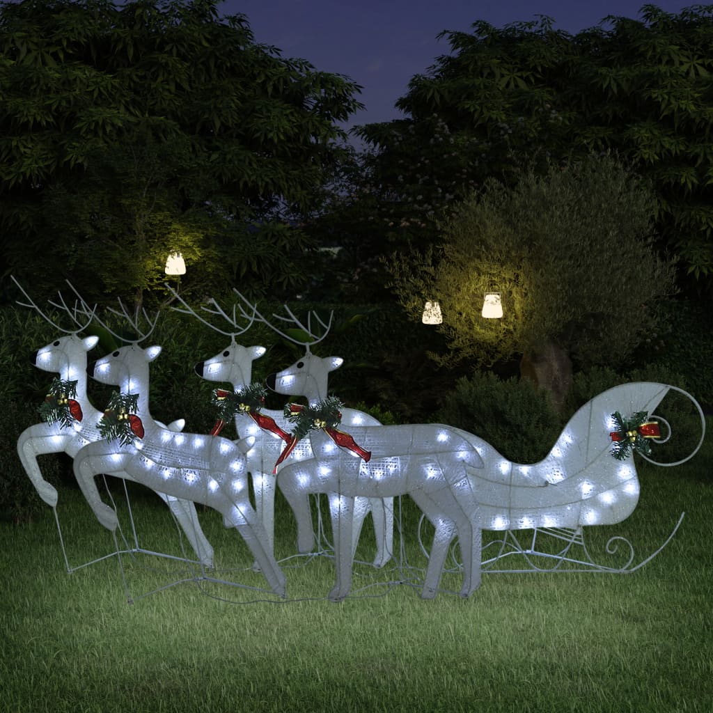 Vánoční sobi se sáněmi 100 LED diod venkovní bílí