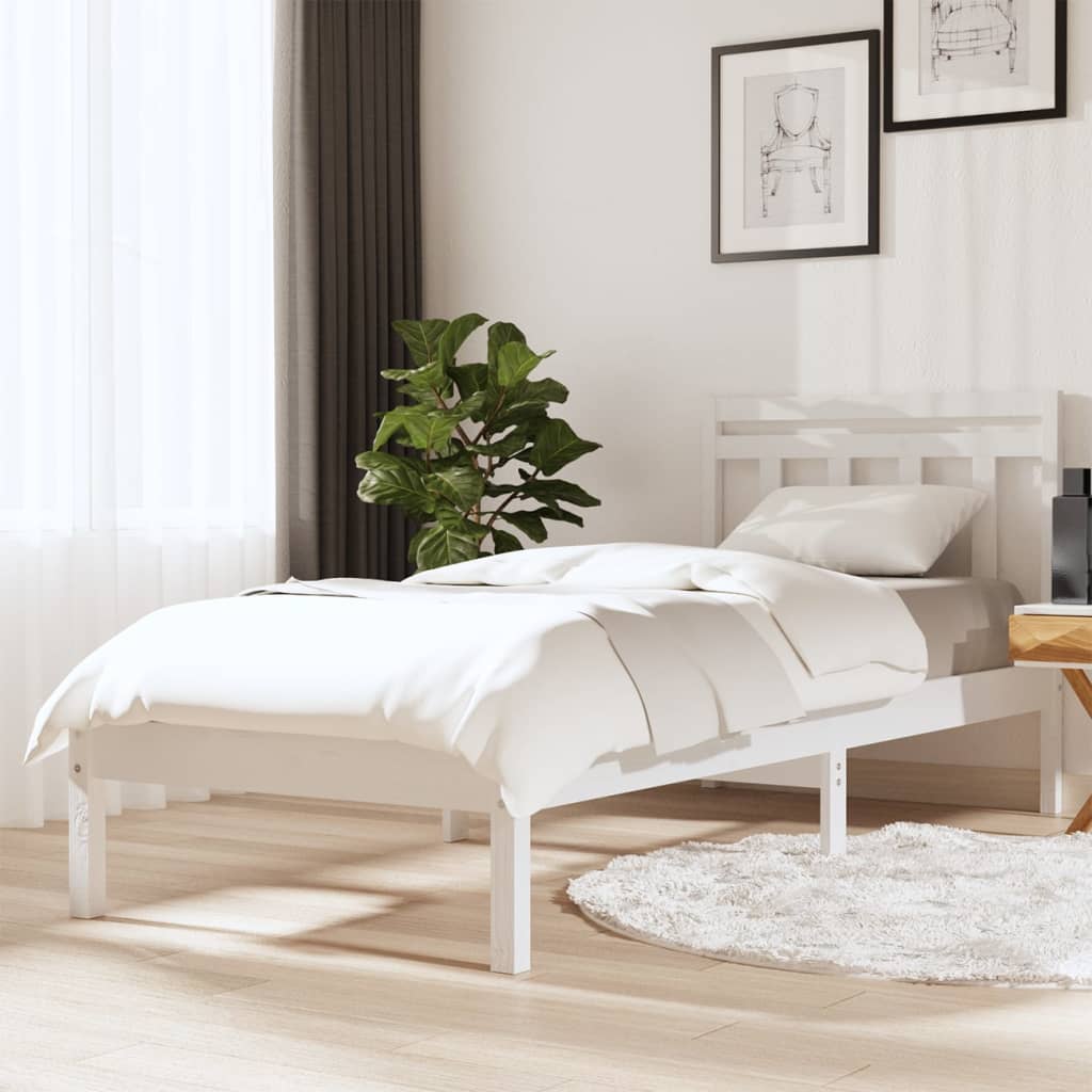 Rám postele bílý masivní borovice 90 x 200 cm