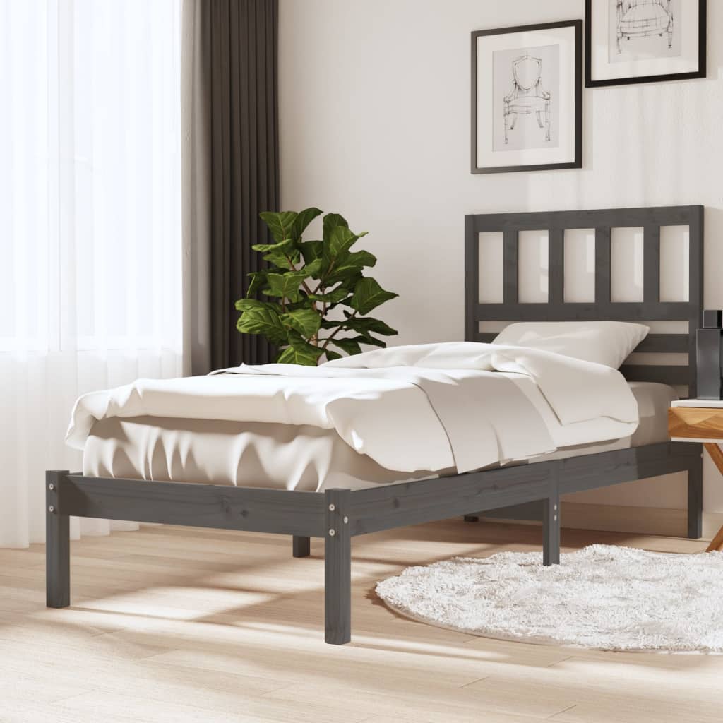 Rám postele šedý masivní borovice 90 x 200 cm