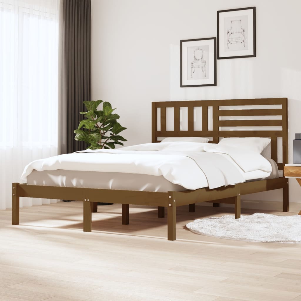 Rám postele medově hnědý masivní borovice 150 x 200cm King Size