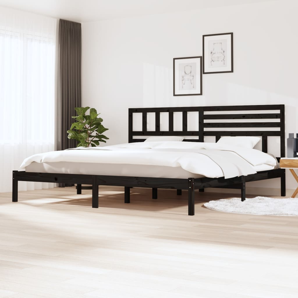 Rám postele černý 180 x 200 cm Super King Size masivní borovice