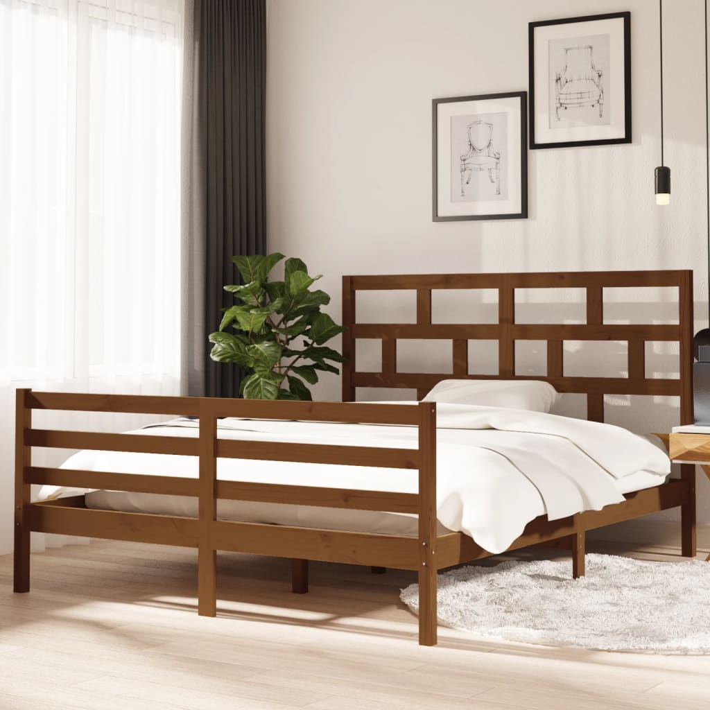 Rám postele medově hnědý masivní borovice 160 x 200 cm