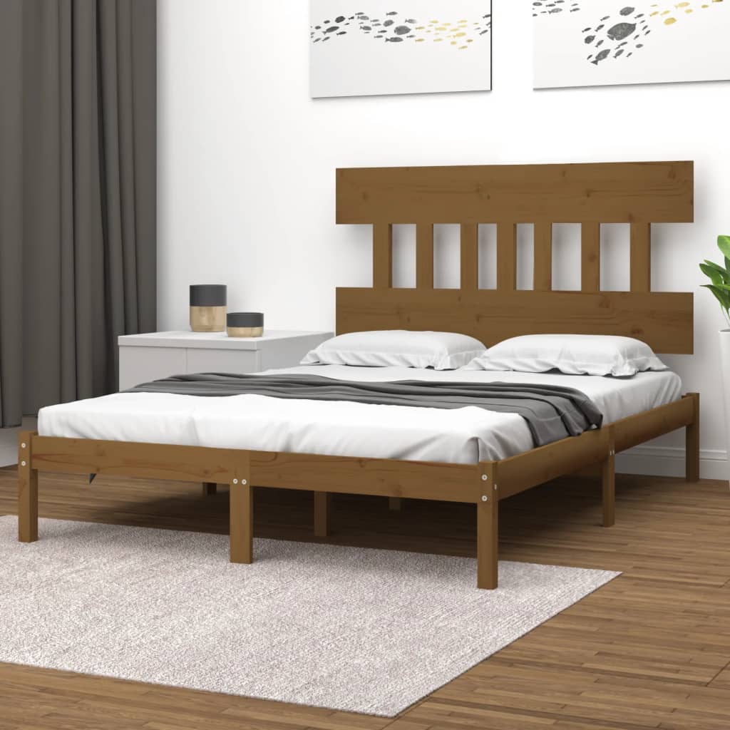Rám postele medově hnědý masivní dřevo 200 x 200 cm