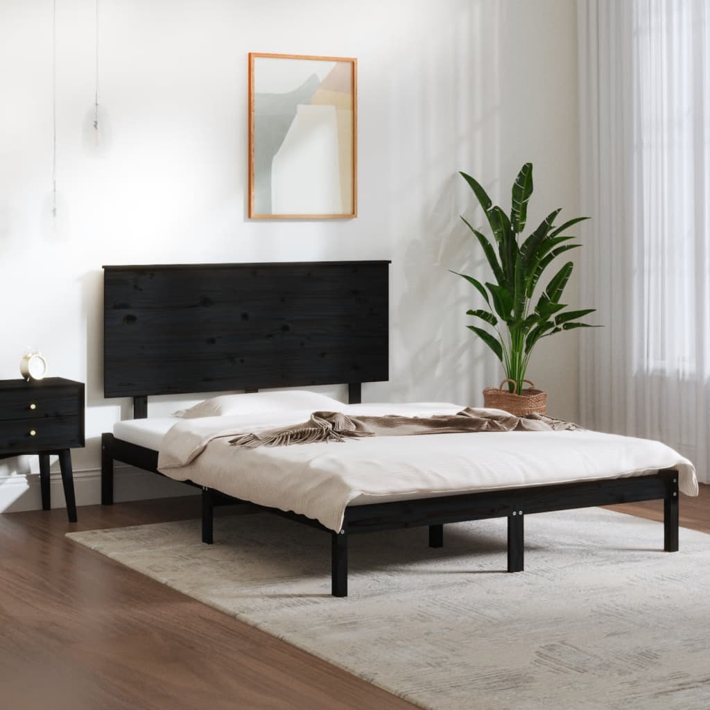 Rám postele černý masivní borovice 140 x 200 cm