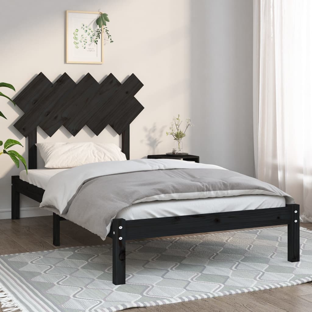 Rám postele černý 100 x 200 cm masivní dřevo