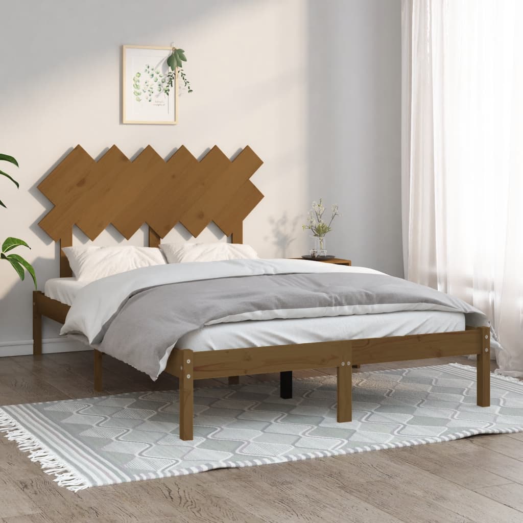 Rám postele medově hnědý 120 x 200 cm masivní dřevo