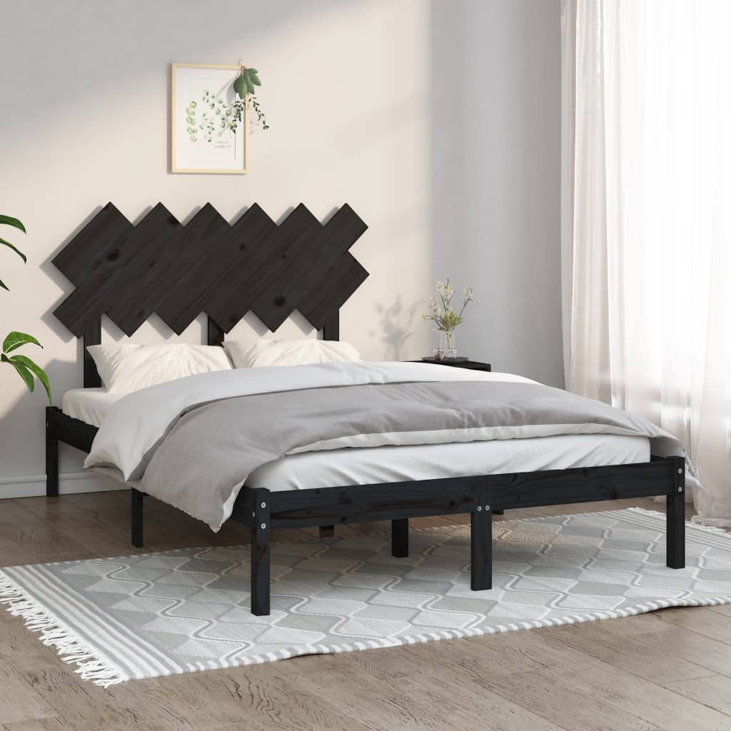 Rám postele černý 120 x 200 cm masivní dřevo