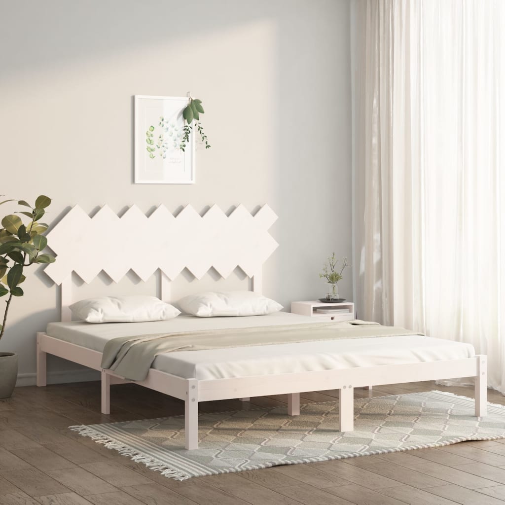 Rám postele bílý 160 x 200 cm masivní dřevo