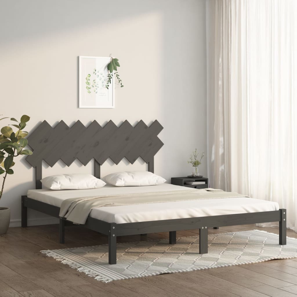 Rám postele šedý 160 x 200 cm masivní dřevo