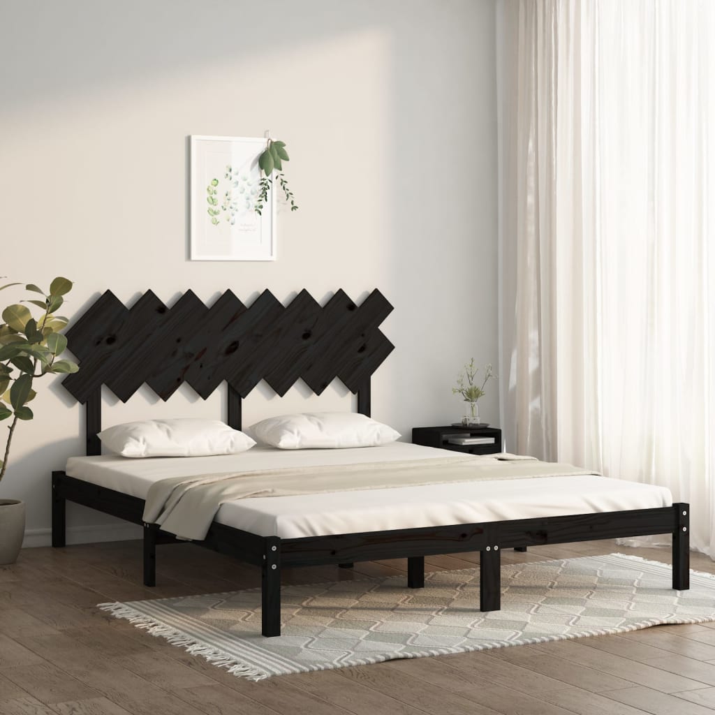 Rám postele černý 160 x 200 cm masivní dřevo