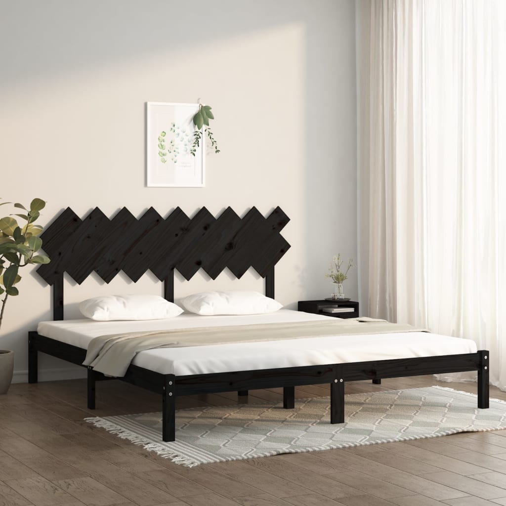 Rám postele černý 180 x 200 cm Super King masivní dřevo