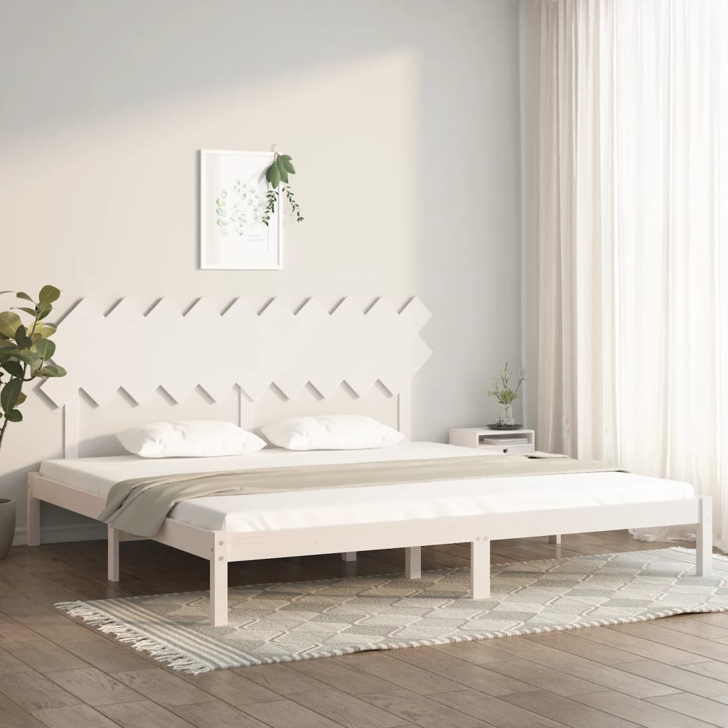 Rám postele bílý 200 x 200 cm masivní dřevo