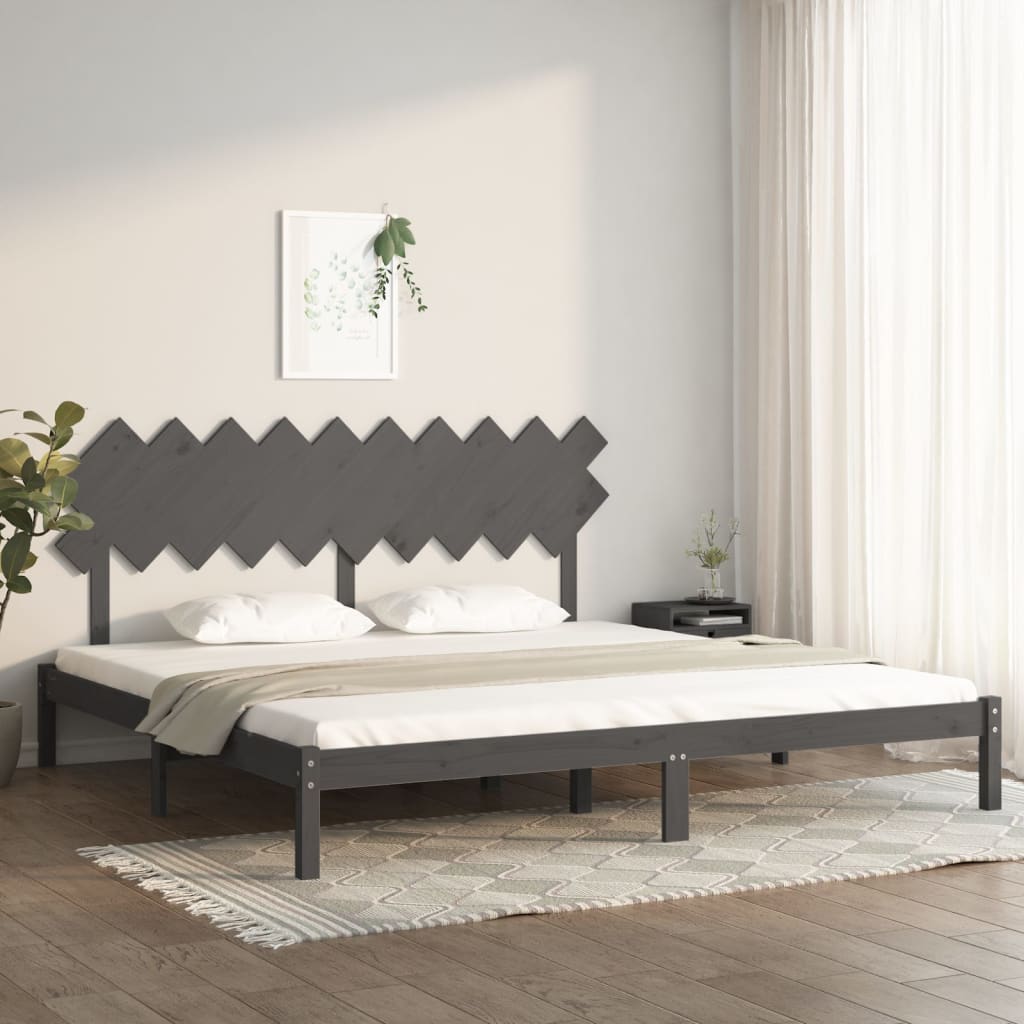 Rám postele šedý 200 x 200 cm masivní dřevo