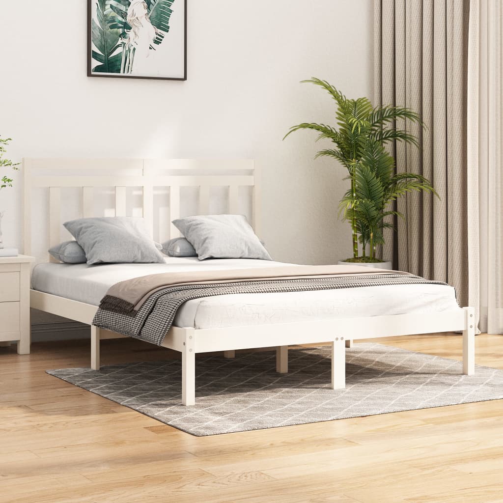 Rám postele bílý masivní dřevo 120 x 200 cm