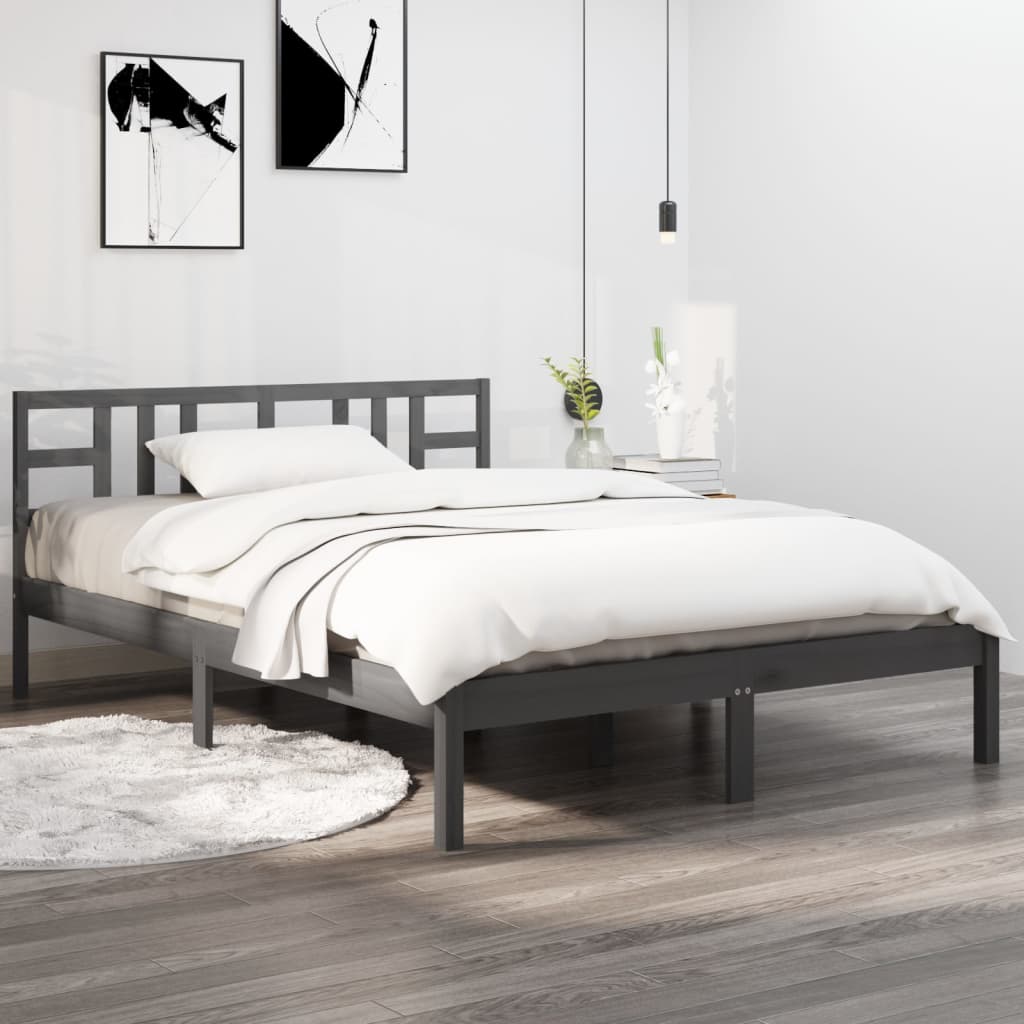 Rám postele šedý masivní dřevo 120 x 200 cm