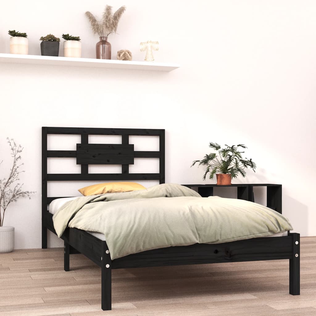Rám postele černý masivní dřevo 90 x 200 cm