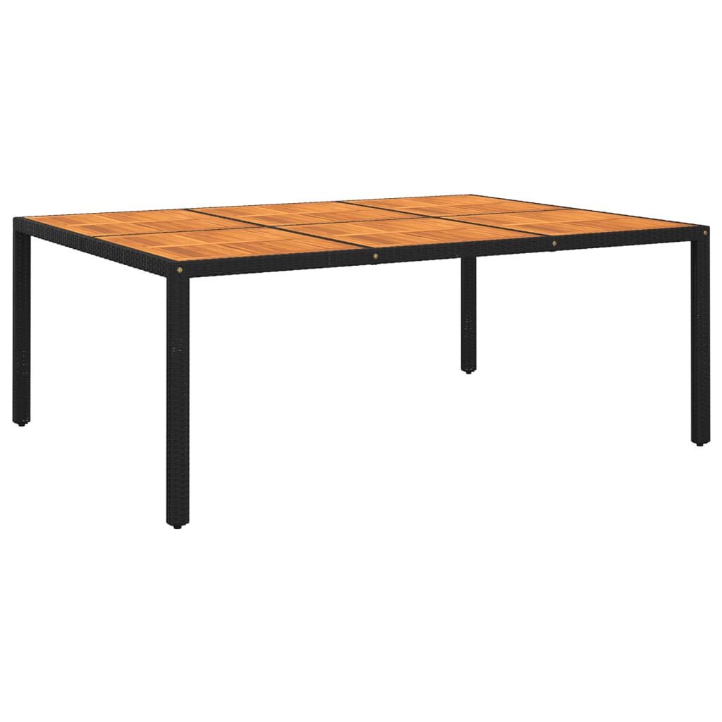 Zahradní stůl 200x150x75 cm akáciové dřevo a polyratan černý