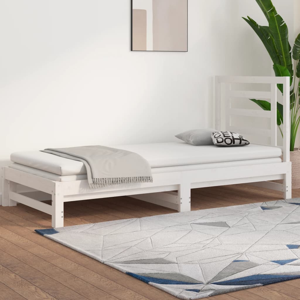 Výsuvná postel bílá 2x (90 x 200) cm masivní borovice