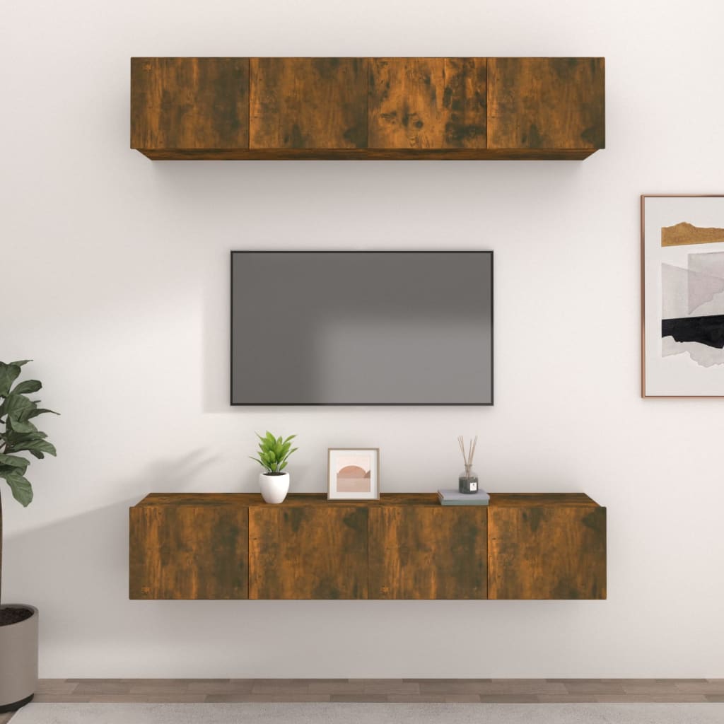TV skříňky 4 ks kouřový dub 80 x 30 x 30 cm kompozitní dřevo