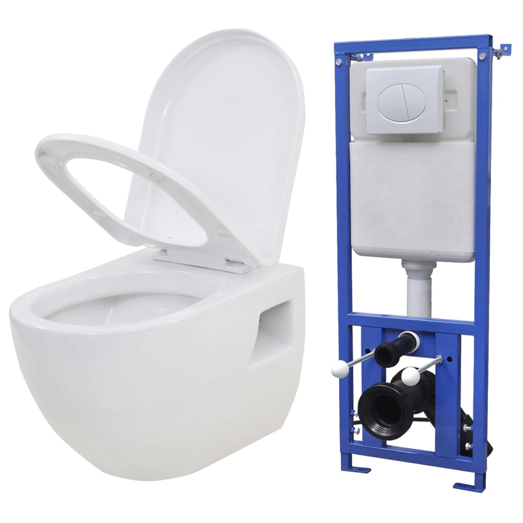 Závěsná toaleta s podomítkovou nádržkou bílá keramická