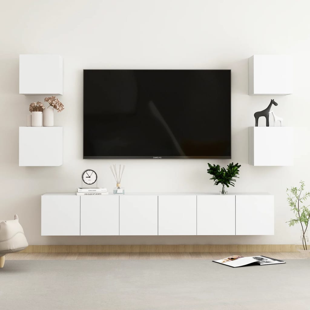 7dílný set TV skříněk bílý kompozitní dřevo