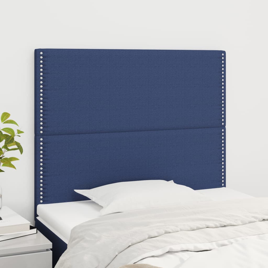 Čelo postele 2 ks modré 100x5x78/88 cm textil