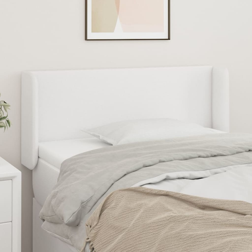 Čelo postele typu ušák bílá 103 x 16 x 78/88 cm umělá kůže