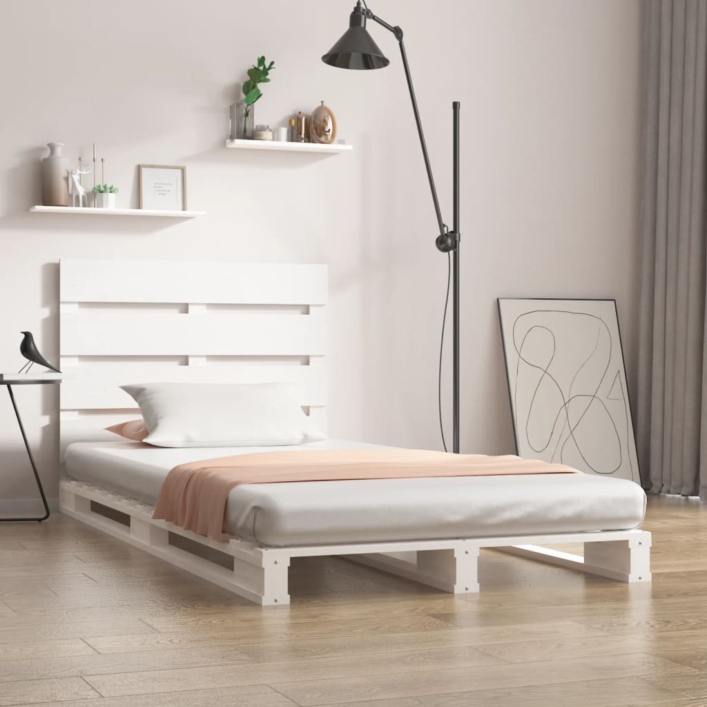 Rám postele bílý 75 x 190 cm masivní borovice Small Single