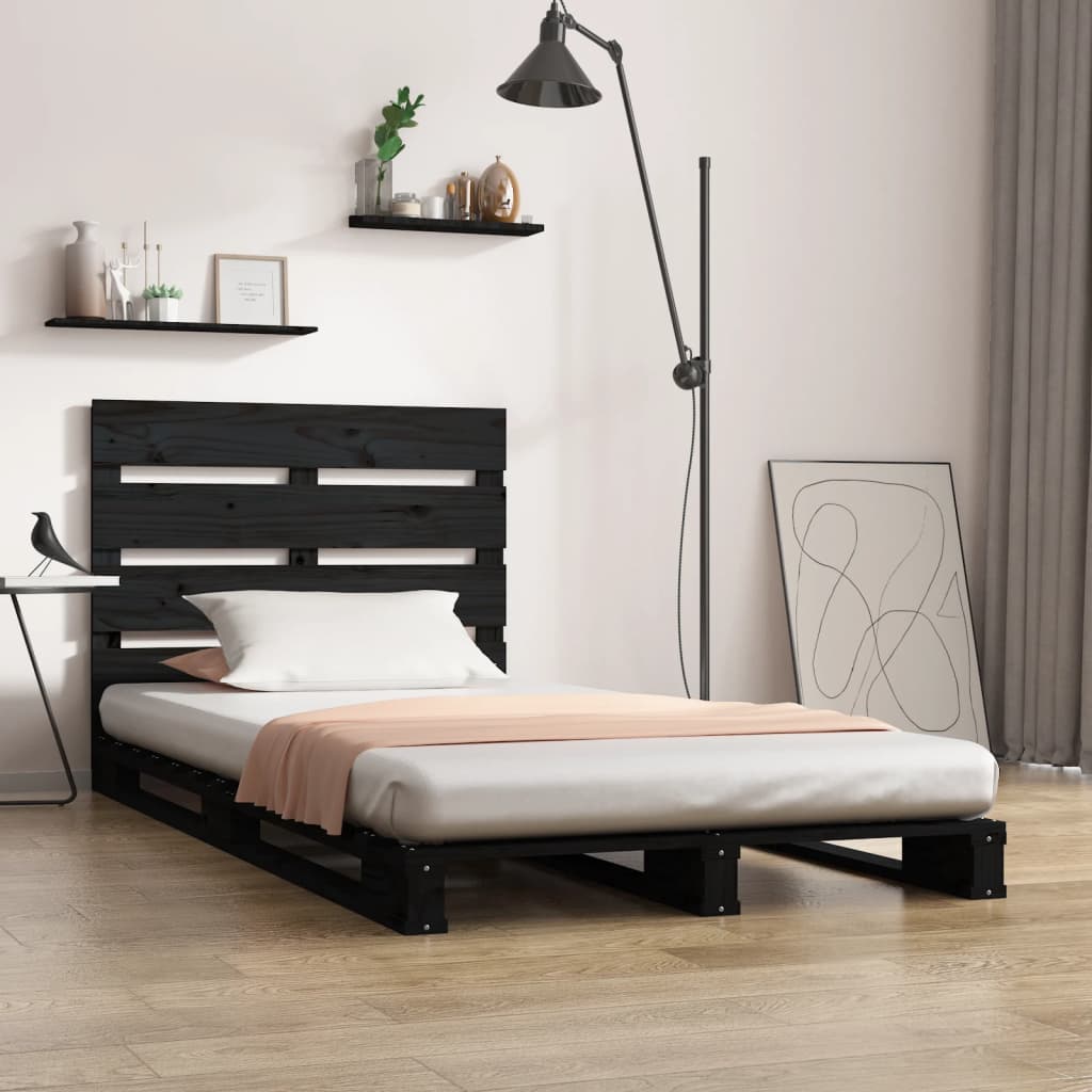 Rám postele černý 75 x 190 cm masivní borovice Small Single