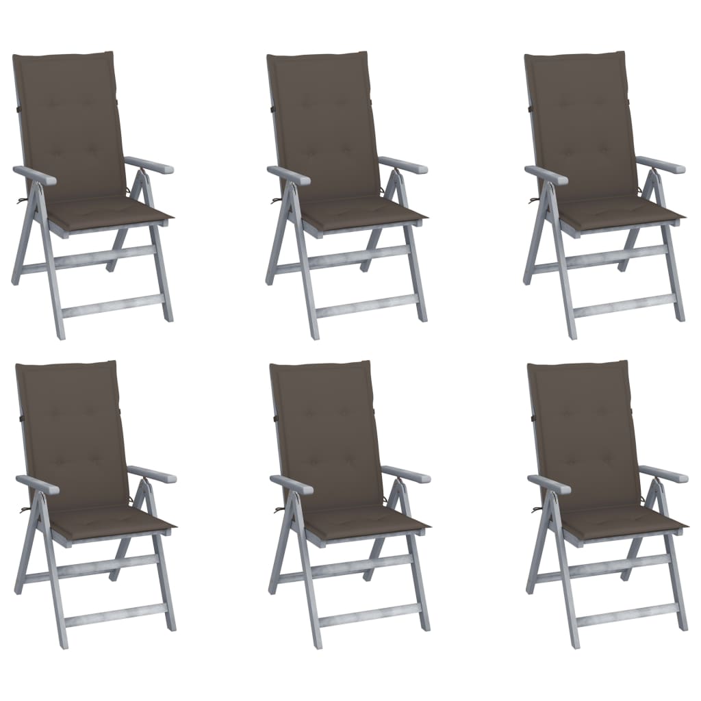 Zahradní polohovací židle s poduškami 6 ks masivní akácie