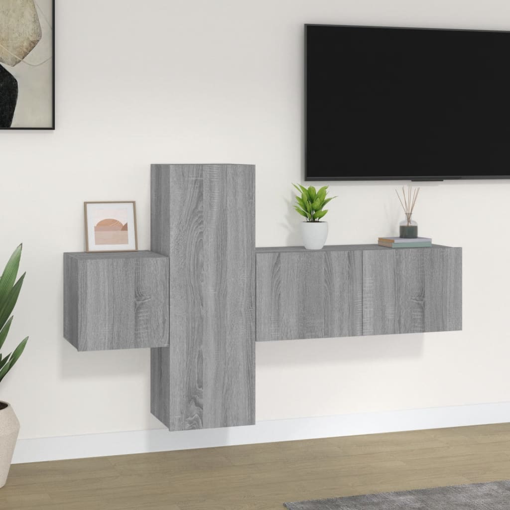 3dílný set TV skříněk šedý sonoma kompozitní dřevo