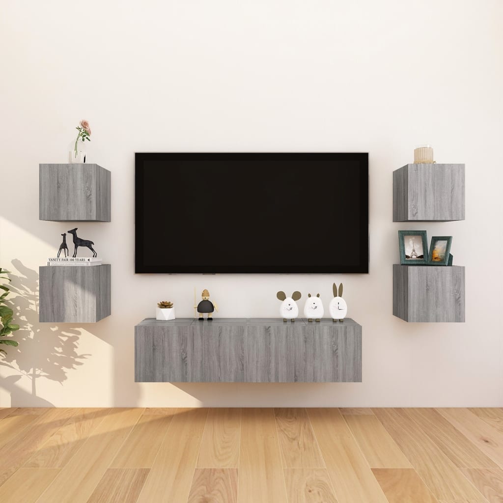Nástěnné TV skříňky 8 ks šedé sonoma 30,5 x 30 x 30 cm