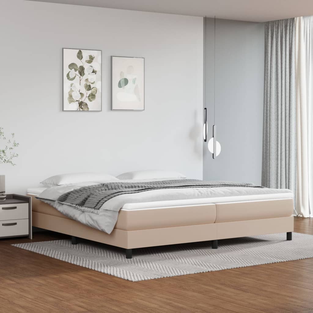 Box spring postel cappuccino 200 x 200 cm umělá kůže