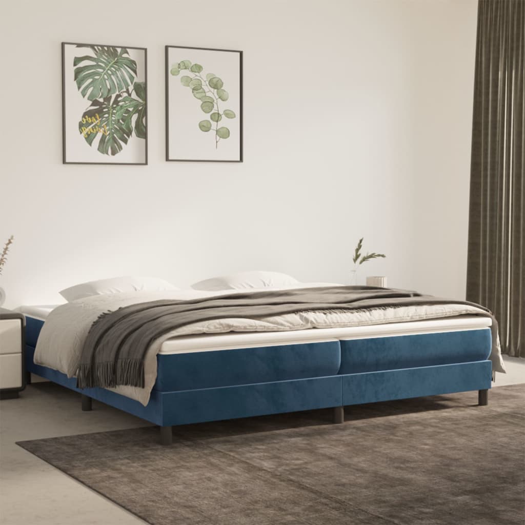 Box spring postel tmavě modrá 200 x 200 cm samet