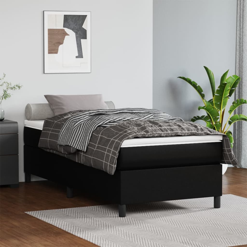 Box spring postel černá 90 x 200 cm umělá kůže