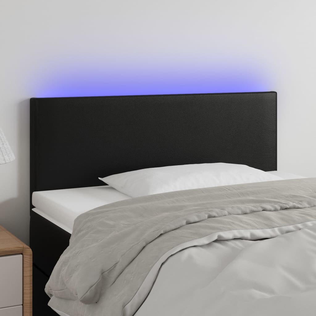 Čelo postele s LED černé 90x5x78/88 cm umělá kůže