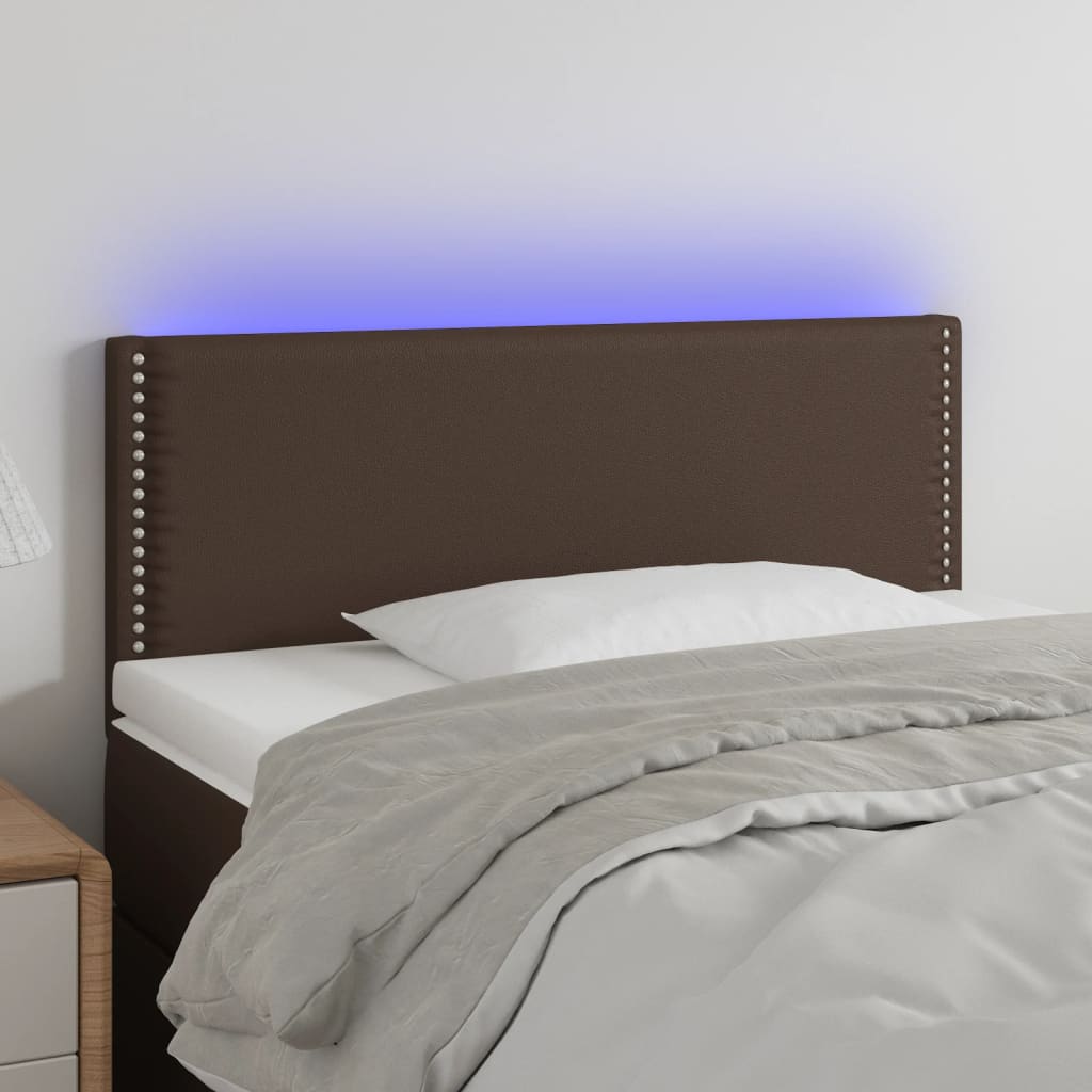 Čelo postele s LED hnědé 90x5x78/88 cm umělá kůže