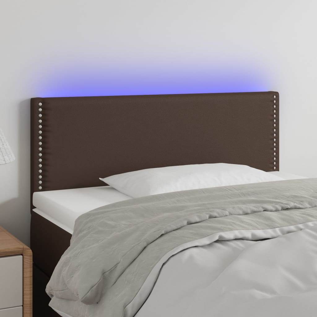 Čelo postele s LED hnědé 100x5x78/88 cm umělá kůže