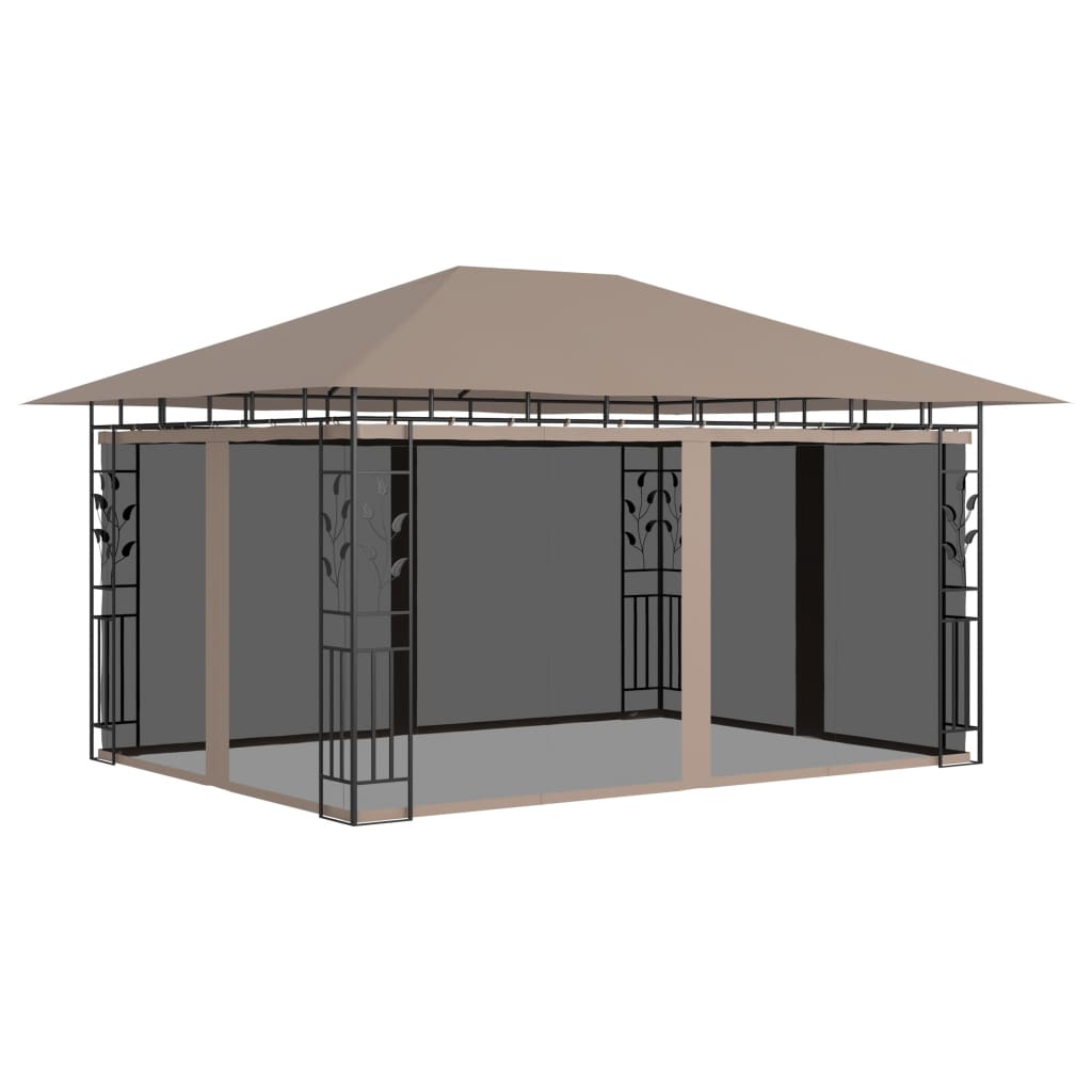 Altán s moskytiérou 4 x 3 x 2,73 m taupe 180 g/m²