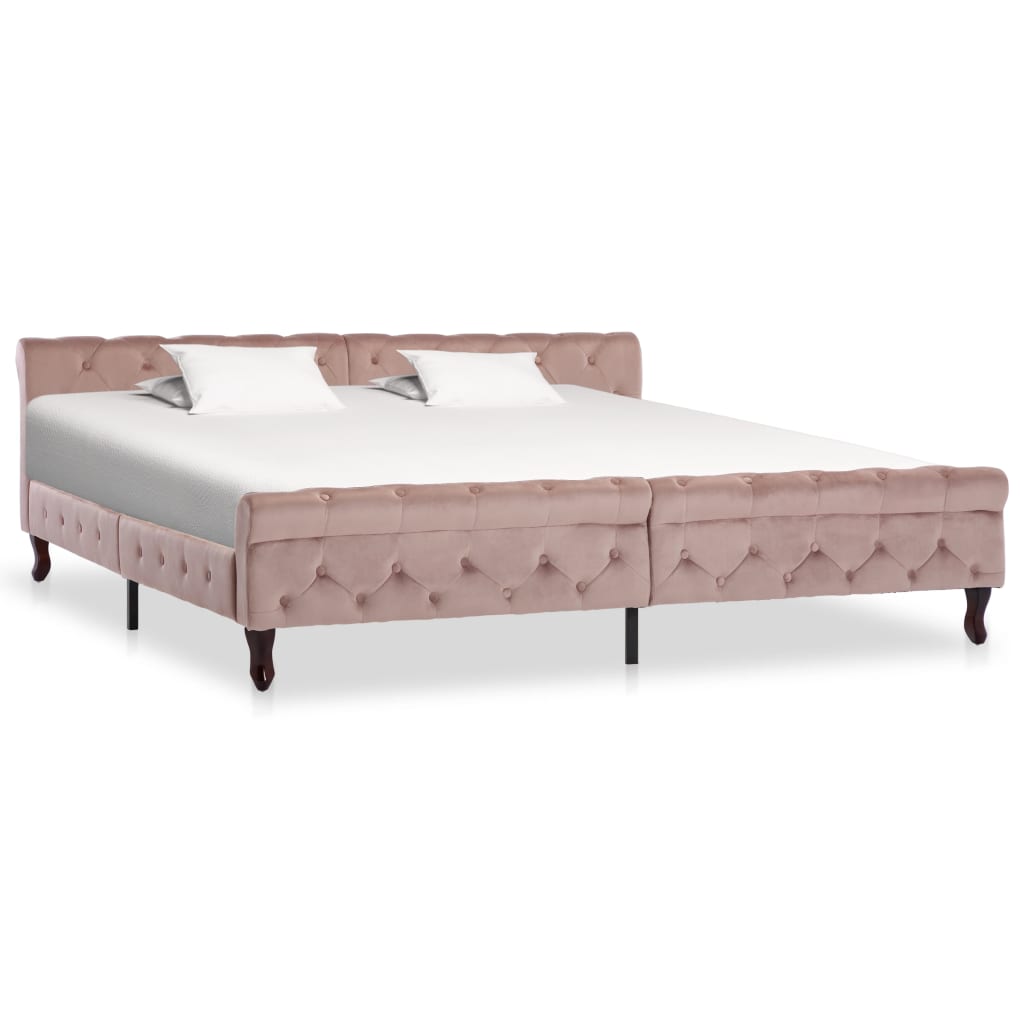 Rám postele růžový samet 200 x 200 cm