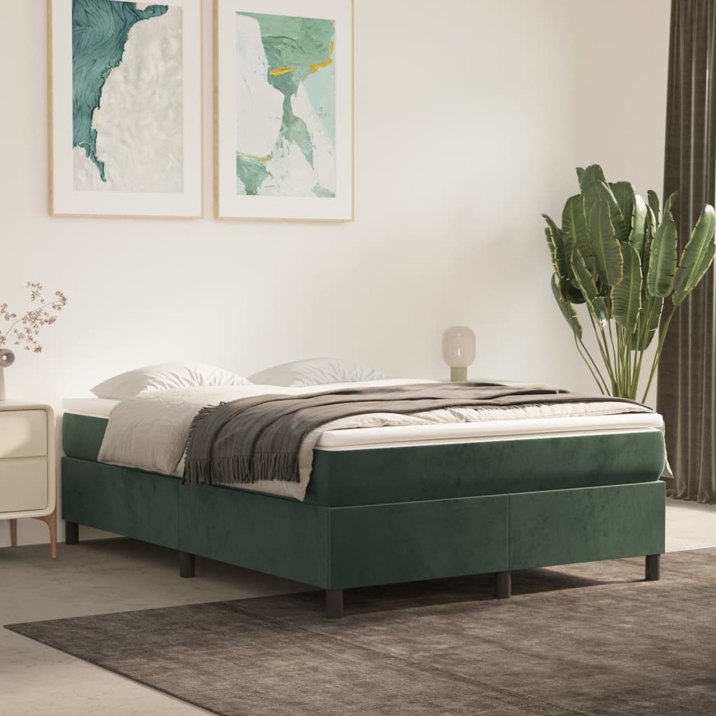 Box spring postel tmavě zelená 140 x 190 cm samet