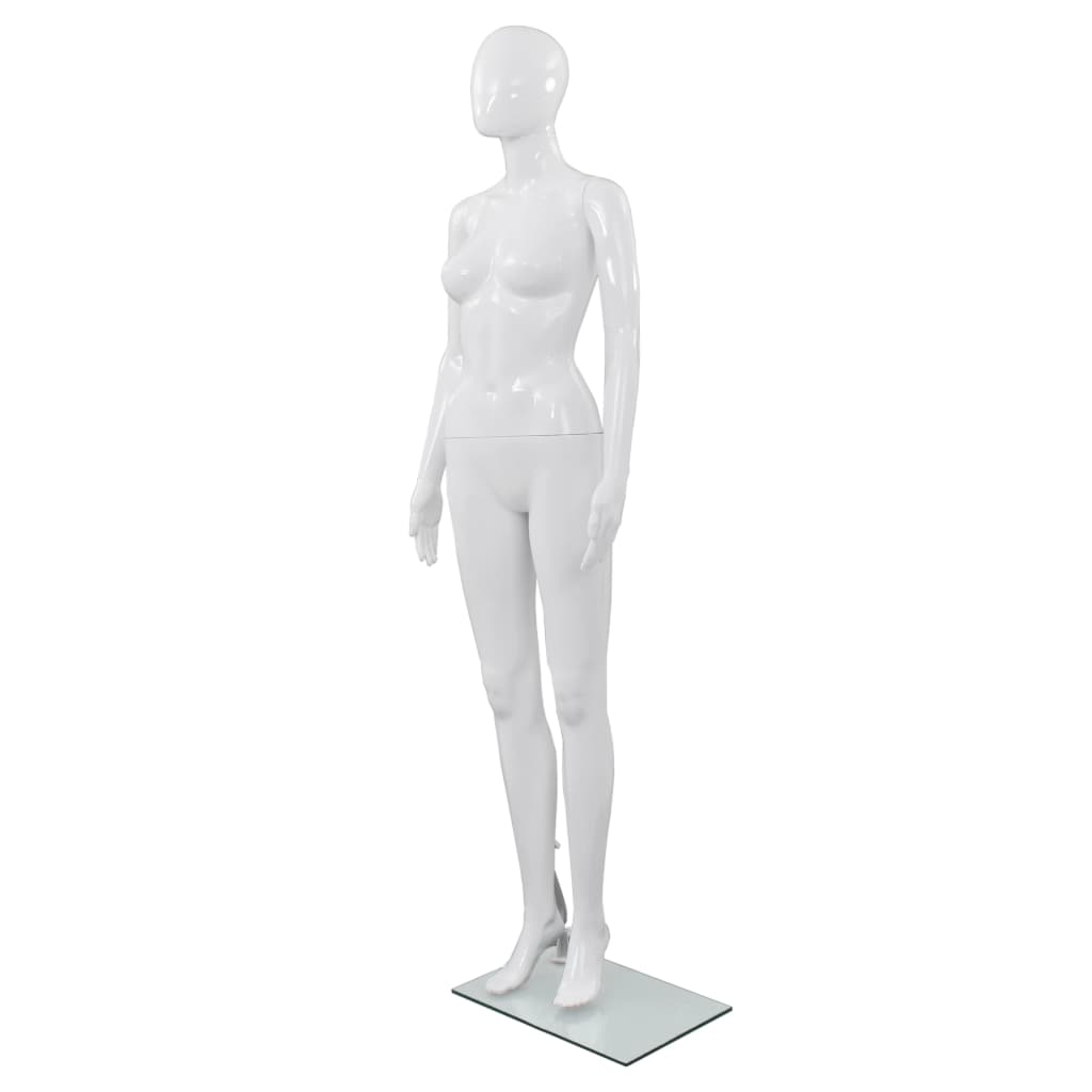 Dámská figurína celá postava základna ze skla lesklá bílá 175cm