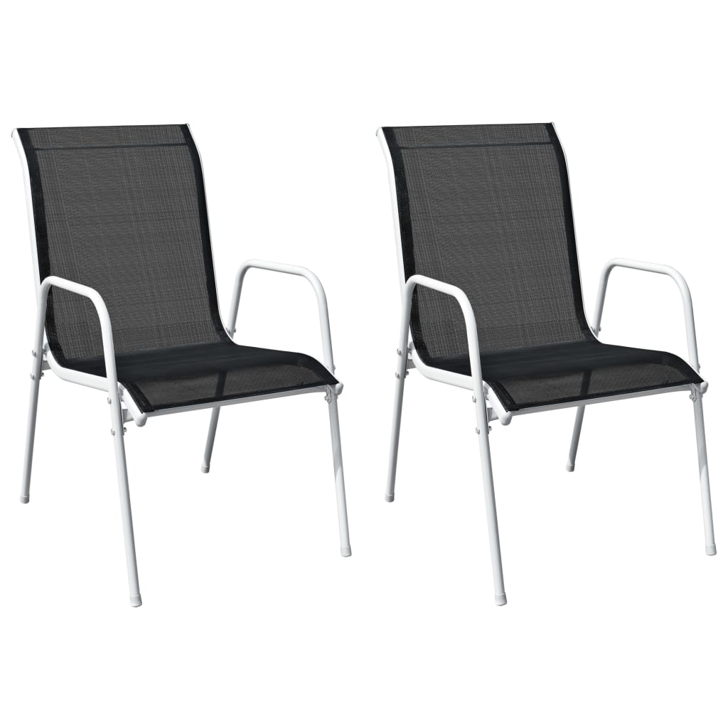 Stohovatelné zahradní židle 2 ks ocel a textilen černé