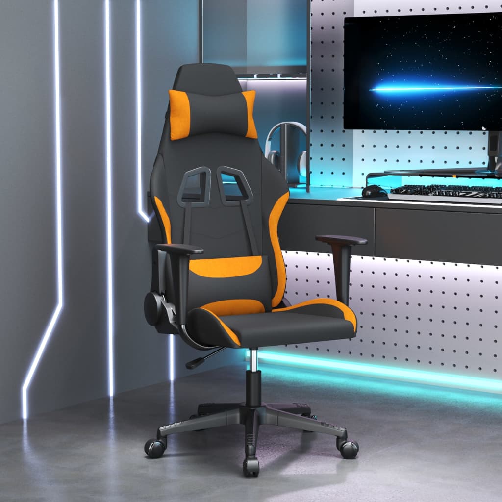 Herní židle černá a oranžová textil