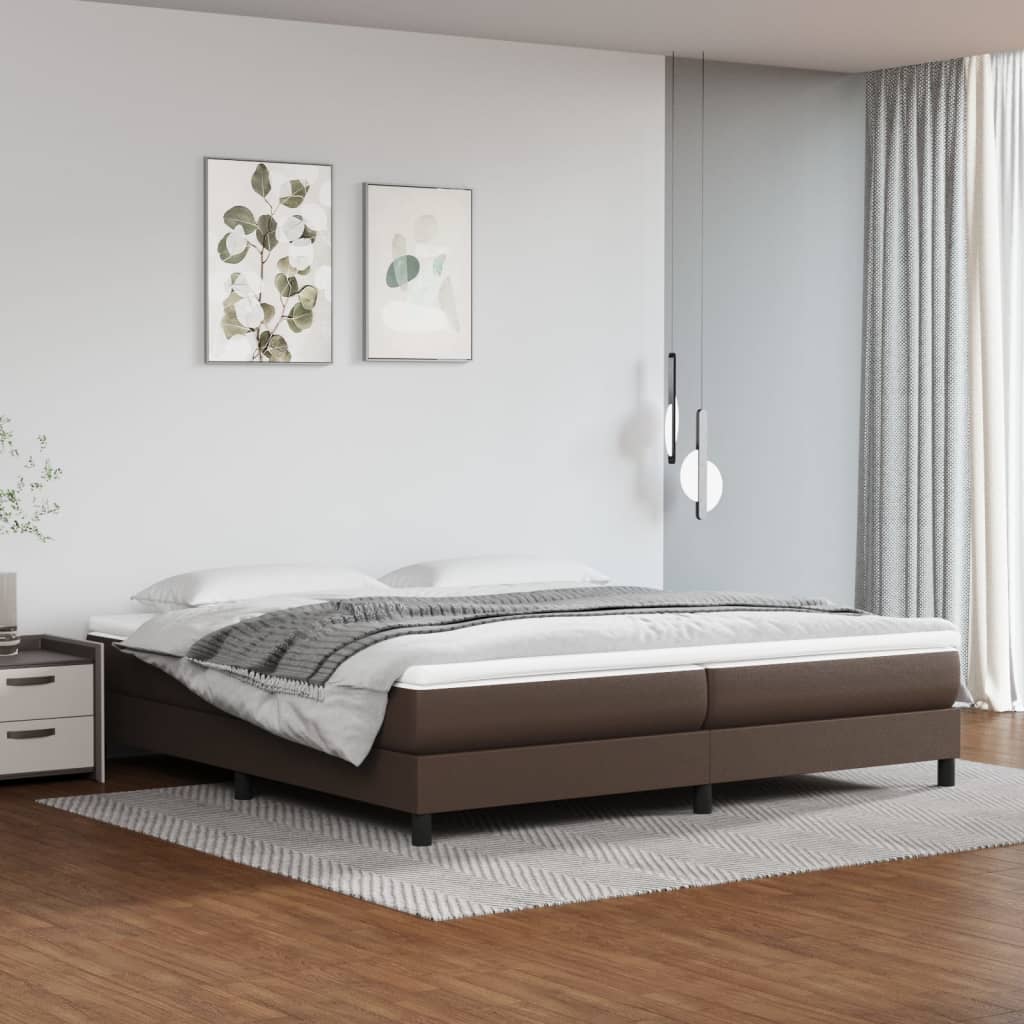 Box spring postel s matrací hnědá 200x200 cm umělá kůže