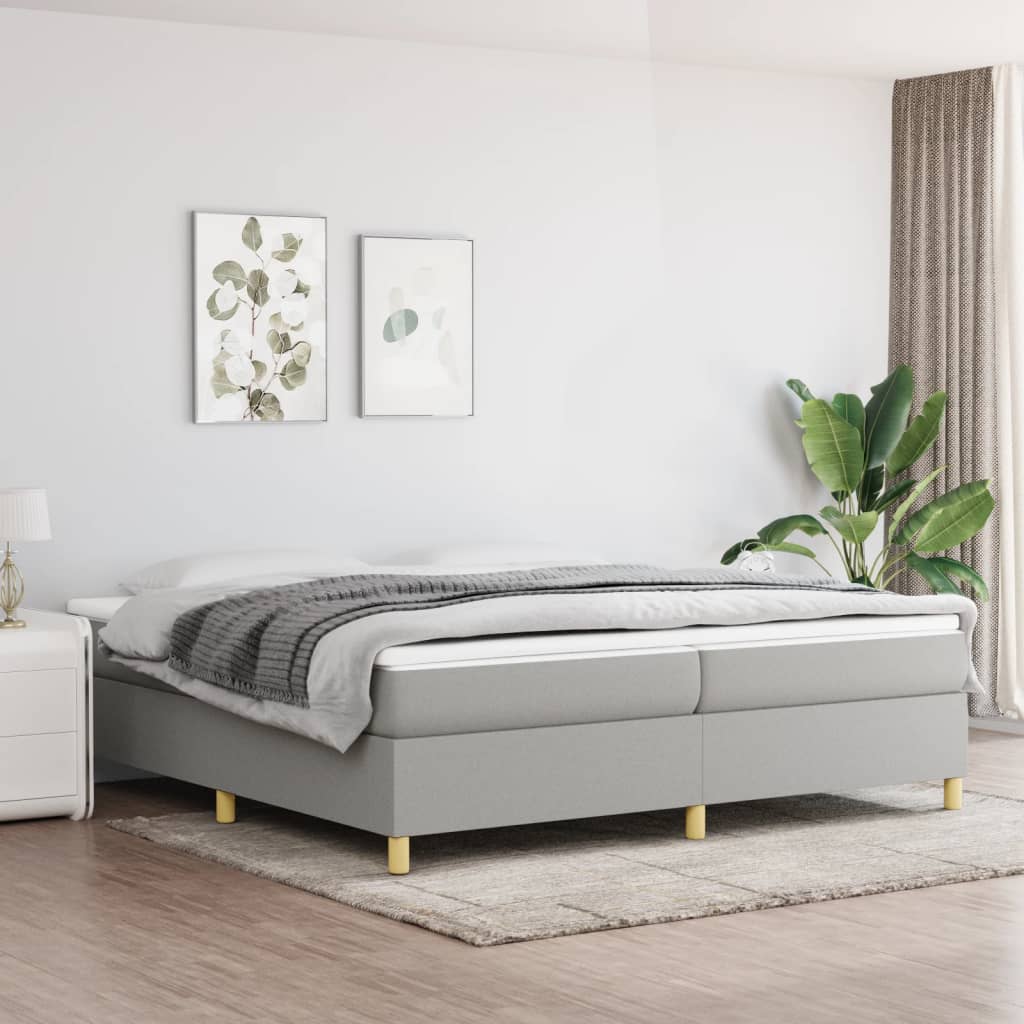 Box spring postel s matrací světle šedá 200 x 200 cm textil