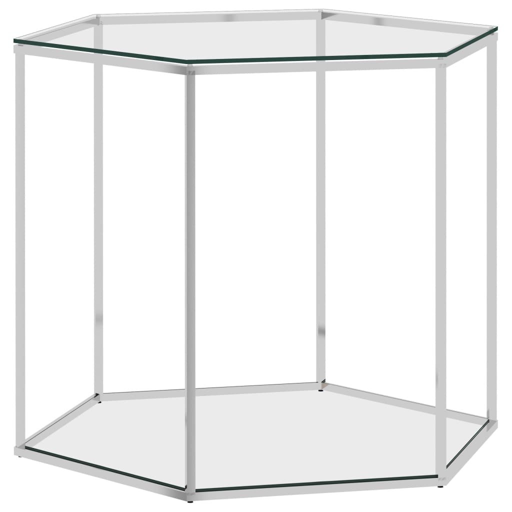 Konferenční stolek stříbrný 60x53x50 cm nerezová ocel a sklo