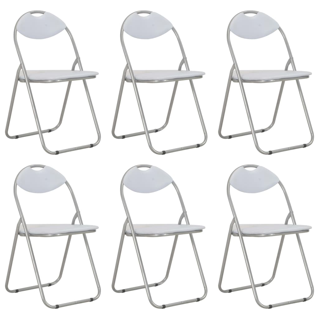 Skládací jídelní židle 6 ks bílé umělá kůže