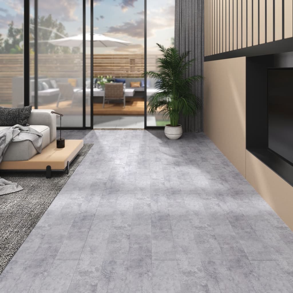 Nesamolepicí PVC podlahová prkna 5,26 m² 2 mm cementově šedá